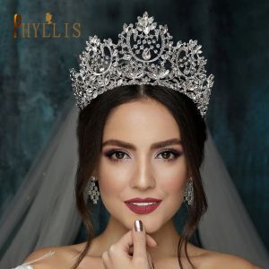 Takı A195 Barok Düğün Baş Bandı Kristal Gelin Kronlar ve Tiaras Saç Takı Aksesuarları Kadın Rhinestone Headwears Kraliçe Diadem