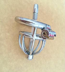 China Latest Design 45mm length Stainless Steel Super Small Male Device Short belt Cock Cage With Catheter For BDSM6378812