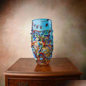 Vase Vibrant Style Vase Large Glass Flower Pot手作りのイタリアの家の装飾ユニークなギフトのアイデア頑丈でドロップデリバリーホームガーデンh otu1h