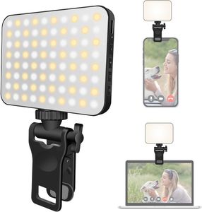 Luce selfie ricaricabile da 80 LED per clip per telefono su anello luminoso per telefono portatile per iPhone e fotocamera per computer Fotografia Zoom Riunioni Luminosità regolabile