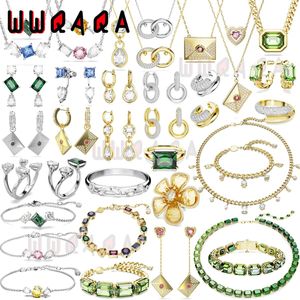 Sets 2024 Original Mesmera Fine Jewelry Charm Luxury Green Millenia Geometric Crystal Fashion Necklace Earrings Bracelet For Women
