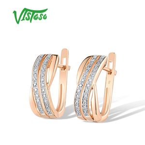 Charm Vistoso 14K 585 Rose Gold Earrings For Lady Glamorous Elegant Sparkling Diamond Earrings Bröllopsengagemang Fina smycken