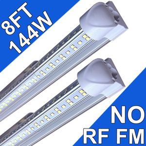 8ft LED-butiksljus, 8 fot 96 'V-form Integrerad LED-rörlampa, 144W 144000lm Clear Cover Länkbar ytmonteringslampa, ersätt No-RF RM Factory fluorescerande Usastock