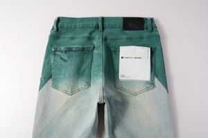 Novo designer roxo masculino de qualidade Carga de jeans rasgada para homens Jeans de moda de rua alta