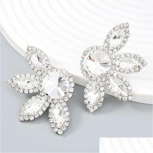 Dangle Lustre Boucles D'oreilles Bijoux De Luxe En Gros Fleur Mode Grand Strass Cristal Brillant Cérémonie Fête Fantaisie Pour Les Femmes Otx6Y