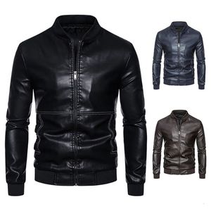 Giacca da motociclista da baseball Moda uomo Pelle Slim Fit PU Uomo Antivento Giacche da moto Cappotto da uomo Trend coreano 240125