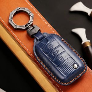 SMART KEY COVER FOB LEATHER CASE CAR KEYRING HOLDER SCAL FÖR ROEWE RX5 I6 ERX5 I5 RX8 RX3 för MG6 MG ZS EV EZS HS EHS 3 -knapp