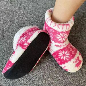 Hausschuhe Frauen Fuzzy Warme Slipper Socken Bequeme rutschfeste Weihnachten Elch Haus Plüsch Baumwolle Für WInter