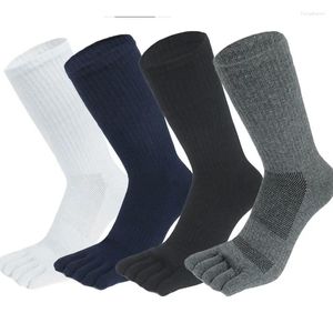 Men's Socks Toe Man Absorbing Color Sport 5 Mesh Mens Long Solid Breathable Thick Sweat Finger Pairs Cotton