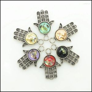 Charms 18 Palm Hand Antique Silver Plated Retro Mixed Resin Pendants 16x23mm