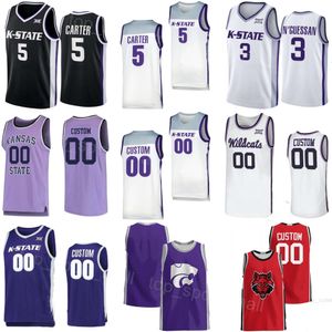 Men Women Kids College Basketball Kansas State Wildcats Jersey 2 Tylor Perry 5 Cam Carter 24 Arthur Kaluma 13 Will McNair Jr 1 David Nguessan 4 Darrin Ames University