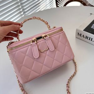 カラフルなフラワーメタルハンドル女性デザイナーメイクアップバッグミラー付き16x10cmゴールドハードウェアバニティボックスジッパー化粧品ケースレディースレディースショルダーボディハンドバッグ