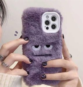 INS coreano carino divertente pelliccia soffice cassa del telefono per IPhone 14 13 12 11 Pro Max X XS XR ragazza protezione fotocamera morbido peluche Coque Cover2149472