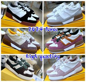 2024 Med Box Designer Running Shoes Leather Platform Shoes Luxury Retro Green White Casual Flat Sneakers Par Autumn Winter Leather Patchwork Outdoor Shoes