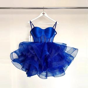 2024 Fashion Short Prom Party Dress Spaghetti Strap Ruffles Ball Gown Homecoming Gala Graduation Gowns Birthday Wear Robe de Soiree Vestidos de Fiesta
