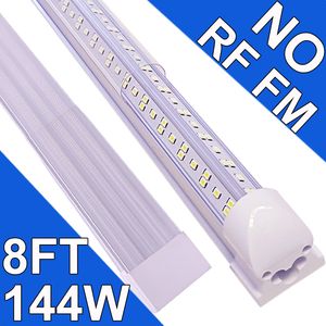 NO-RF RM 8ft 144W LED-butikslampa T8 V Form 6500K CoOD White, T10 T12 Garageplugg och spela Clear Cover, T8 LED-rörljus för arbetsbänkskåp Usastock