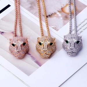 Ny designad mode emaljfärg cheetah leopard huvud halsband kvinnor män tjock kedja punk armband silver full diamanter örhänge designer smycken lögn-714