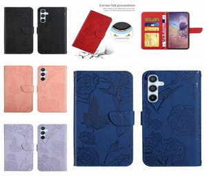 Butterfly Flower Leather Wallet Falls för Samsung A04E A54 5G A34 5G Huawei Honor 80 SE Oppo Realme 10 4G Pro Plus Hand Feeling LA7258729