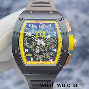 Movement Watch RM Wrist Watch Richardsmille Wristwatch RM011 Automatisk mekanisk klocka RM011 AO RG Limited till 30 Brown and Yellow Color Matching Date Timing Functi
