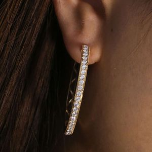 Orecchini da donna Hip Hop Orecchini a cerchio con goccia di diamanti Moissanite da 60 mm in argento sterling 925