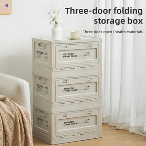 3pc Extra large folding storage box clothing household plastic toy thickened threedoor cabinet 240125