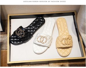 Y699 Luxus bestickte Stoff Slide Hausschuhe Designer Slides für Frauen Sommer Strand Spaziergang Sandalen Mode niedrige Ferse flache Slipper Schuhe Größe 36-42