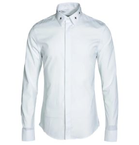 Роскошная мужская рубашка Chemise Homme, брендовая декоративная рубашка с металлическим крестом, мужская повседневная рубашка с длинным рукавом, облегающие мужские рубашки высокого качества M-4XL