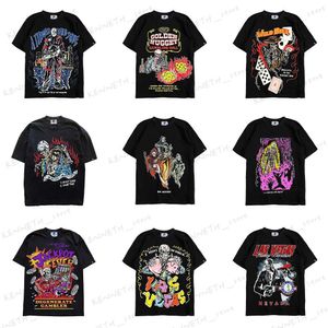 Męskie koszulki Warren WL T-shirt T-shirts Streetwear Skull Wzór mężczyzn Kobiety Hip Hop Bawełniane odzież retro tee 60-053 T240126