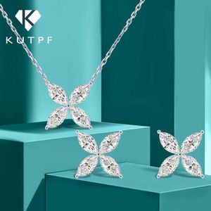 Sets Butterfly Moissanite Jewelry Sets for Women Necklalce Stud Earrings 925 Silver Marquise Cut Diamond Jewelry with Certificate
