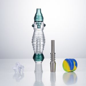 Headshop888 NC036 Dab Rig Glass Water Bong Cachimbos Coloridos à prova de derramamento de cerca de 6,1 polegadas Tubo OD 35mm Bubbler Pro 14mm Titanium Ceramic Quartz Nail Clip