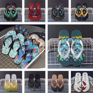 Designer beach suede slippers sandals men women sandal thick bottom flip flops rubber sole slides marine green calfskin slipper