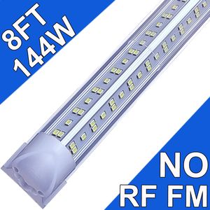 Luce per negozi a LED 8FT 144W 144000LM 6500K Luci per garage con riflettori, Luci per negozi LAED collegabili a forma di V, Illuminazione a soffitto con copertura trasparente, Apparecchio integrato T8 usastock