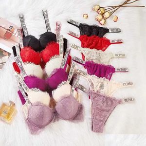 Women'S Panties Sexy Lingerie Comfort Women Set Push Up Bra Victorias Secret Female 2 Piece Brand Underwear Vetement Femmel231121 Dr Dhjhj