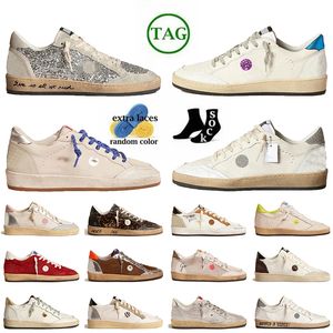 Fashion Designer Sneakers Suede Leather Casual Shoes Ball Star Luxury Gold Glitter Womens Mens Italy Brand Trainers Handmade Upper Vintage Loafers Silver