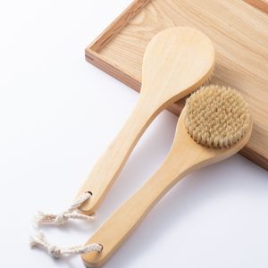 Spazzole da bagno in legno 25 * 8 cm Spazzola per massaggio della pelle secca con manico corto con nylon in legno naturale Rimuovi la pelle morta Scrubber Accessori per il bagno Q936