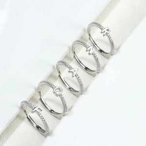 Кольца-кольца Начальные кольца для девочек Регулируемые штабелируемые кольца с цирконом с буквами для женщин и девочек модный подарок 240125