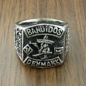 Bandringe Kostenloser Versand Punk 316L Edelstahl Bandidos Dänemark MEX Ring für mexikanische Ringe Schmuck 240125