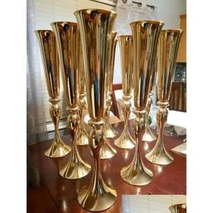 Party Decoration 56cm/100cm Tall New Style Gold Mental Road Vase Table Centerpieces Event Flower Rack Home Drop Delivery Garden F Otzuv