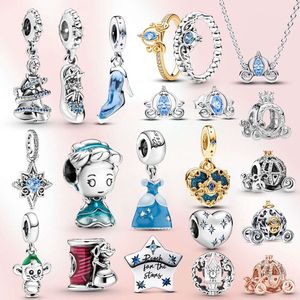 Charm Sterling Sier Cinderella Beadpumpkin Car Herocross قلادة تناسب سوار أصلي هدية المجوهرات