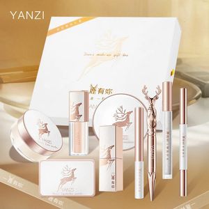 9st/set Makeup Kit Air Cushion BB Cream Mascara Eyeliner Lipstick Lip Tint Eyeshadow Cosmetic Make Up Birthday Present Box 240124