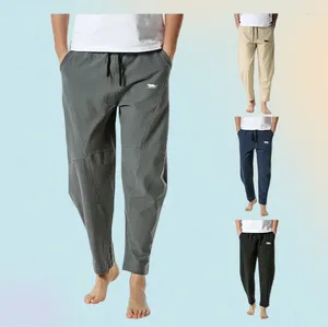 Calça Masculina Linho Algodão Solto Casual Leve Cintura Elástica Yoga Home