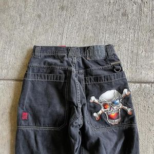 Jnco Jeans Y2K Retro Hiphop Kafatası Desen Nakış Gevşek Harajuku Denim Pantolon Erkek ve Kadınlar İçin Gotik Highwaisted Pants 240118