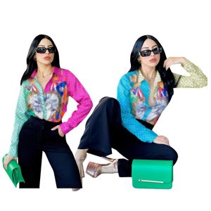Projektantka koszuli damskiej luksusowa marka wiosenna/letnia moda szczupła kolorowa koszula z nadrukiem J2950