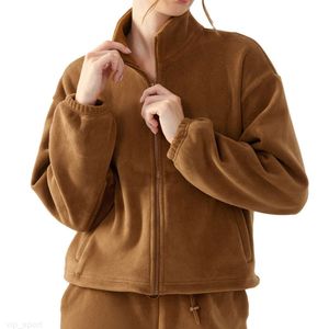 Al Yoga Jacket Sports Coat Womens Tight Yoga Clothes Winter Fleece Coat Long-sleeved Top Zipper Jackets Fitness DSL700 fashion