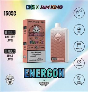 Jam King CKS Vapes Puff 15000 EU-lager i lager Vape 12k 24 ml Förfylld 2% 3% 5% 650mAh Sigaretta Elettronica Puff Bar USB-C E Liquid Screen Display Vaper Desechable