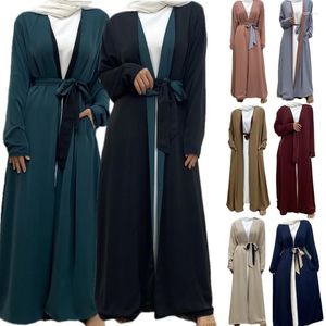 エスニック服ファッションドバイスタイルダブルサイドカーディガンドレススプリング女性ムスリムイスラムイスラム着物袖アバヤカフタンレディース服