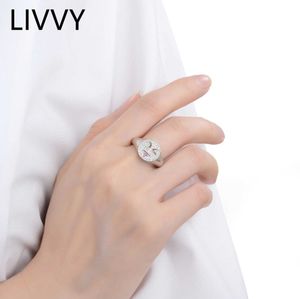 Band Rings Livvy Silver Color Smile Silver Color Wide Ring Summer Funny Punk For Women Man Open Justerbara ringsmycken gåvor 240125