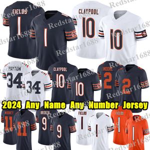 #1 Justin Fields Fußballtrikot #10 Chase Claypool Jaquan Brisker Cole Kmet JEddie Jackson Brian Urlacher Walter Payton Darnell Mooney Trikots mit beliebigem Namen und beliebiger Nummer