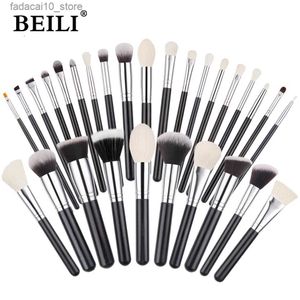 Makeup Brushes Beili Black 30 PCS Makeup Borstar Ställ Inget naturligt fundamentpulver Eyeshadow Eyebrow Eyeliner Professional Make Up Borsts Q240126