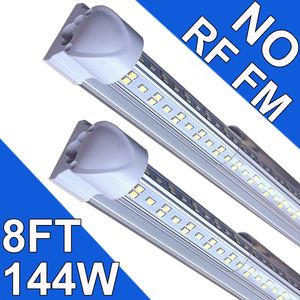 Luminária integrada LED T8 NO-RF RM 8FT 144W Luz de loja LED conectável, luz de teto LED e luz sob o gabinete, refrigerador, fábrica, armazém, tampa transparente 25 pack usastock